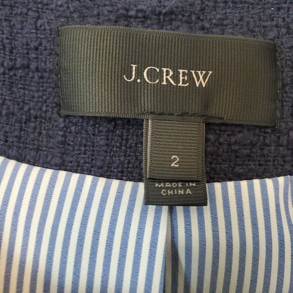 J Crew Lady Jacket Blazer Liberty Floral Trim Tweed Preppy Navy Blue Womens 2 - Picture 2 of 16